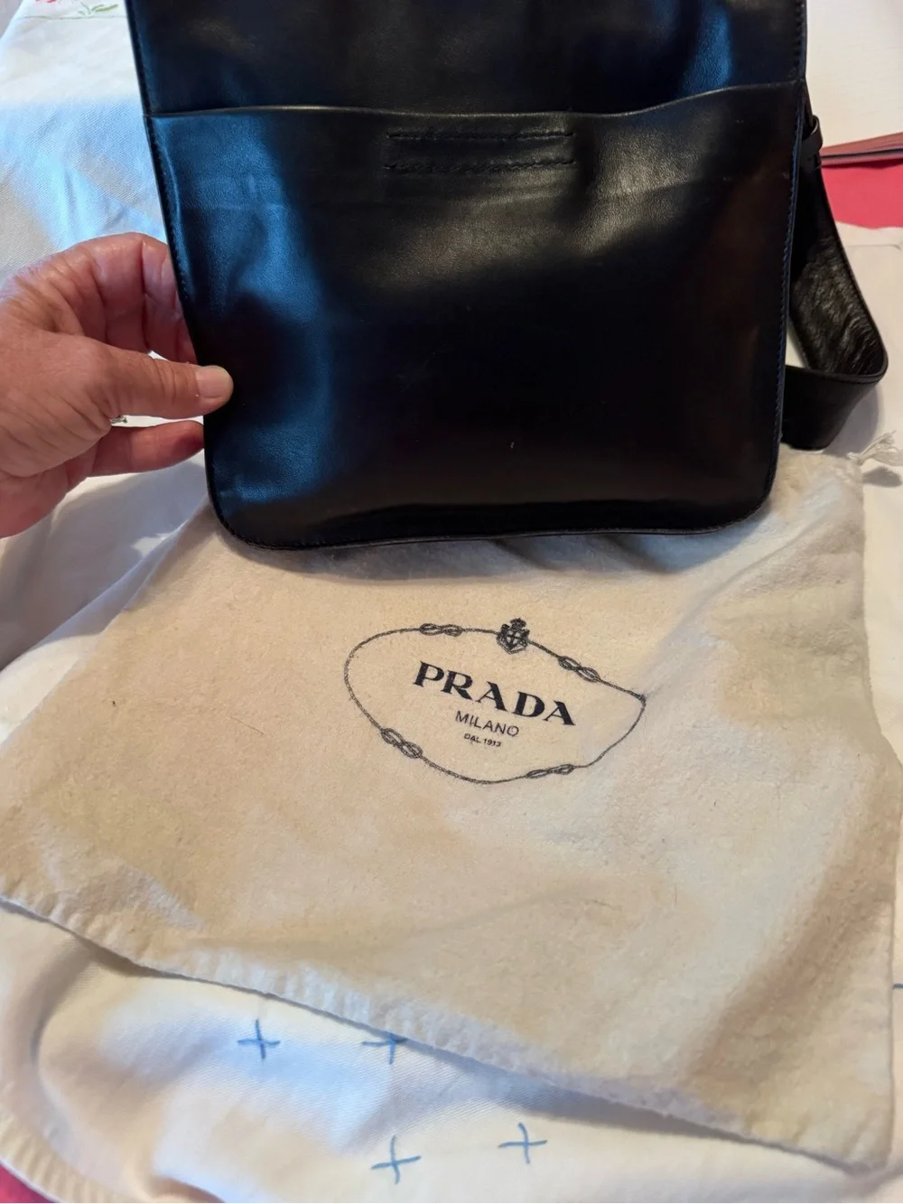 Prada Black Leather Messenger Bag